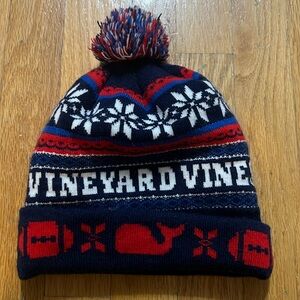Vineyard Vines Navy and Red Knit Beanie